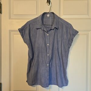 Cap sleeve chambray button up